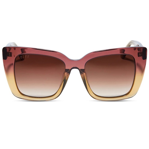 DIFF Lizzy Sunglasses Clayton Ombre Frame Brown Gradient Lenses Oversized Cateye - Picture 10 of 10